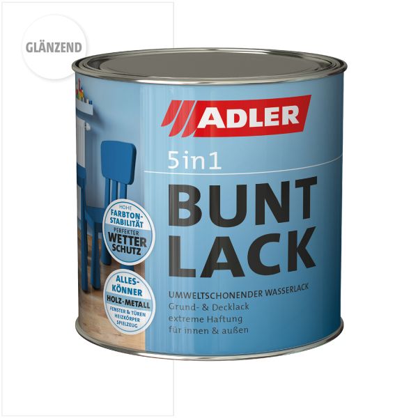 ADLER 5in1-Buntlack Glänzend Verkehrsweiß RAL9016 0,375l