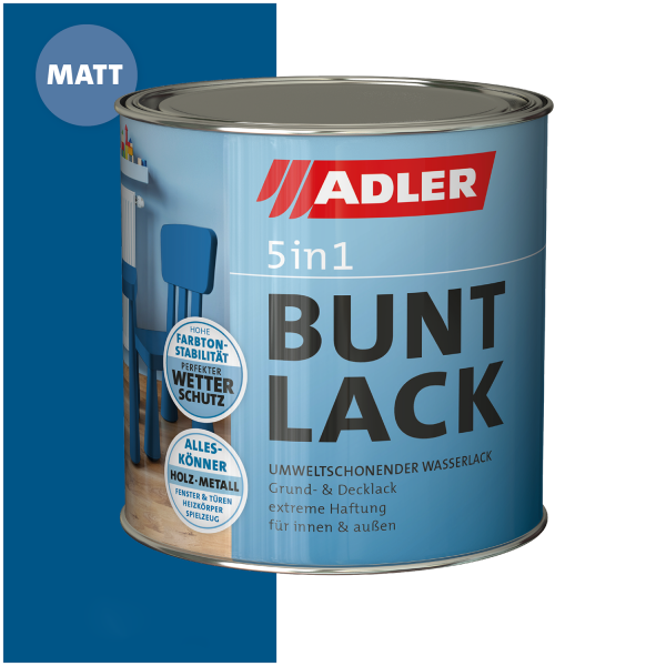 ADLER 5in1-Buntlack Matt Enzianblau RAL5010 0,375l