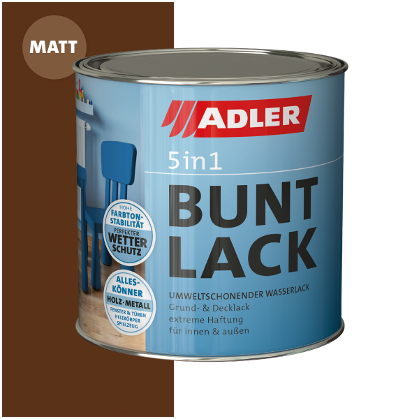 ADLER 5in1-Buntlack Matt Nussbraun RAL8011 0,375l